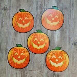Vintage Amscan Double-Sided Halloween Jack-o-Lantern Die Cuts (Lot of 5) – 1980s